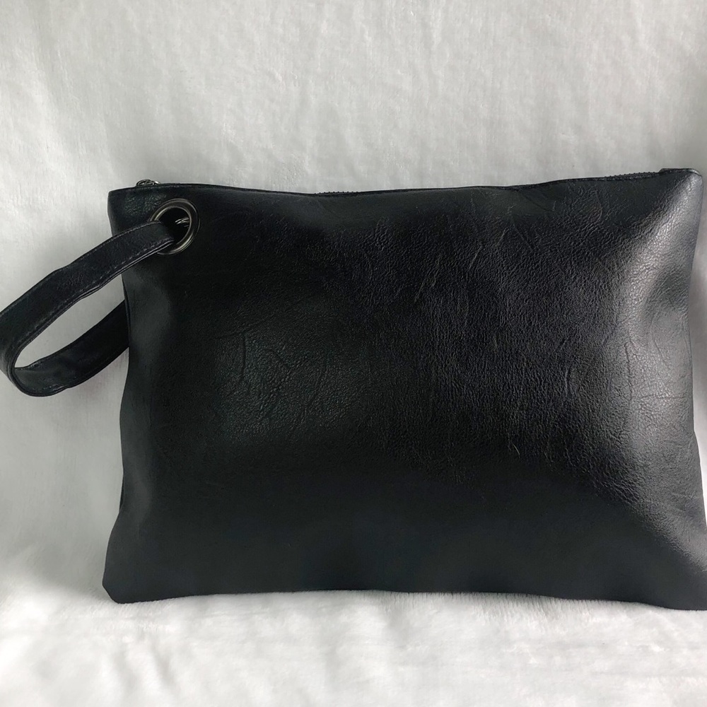 Large Black Zippered Wristlet Purse